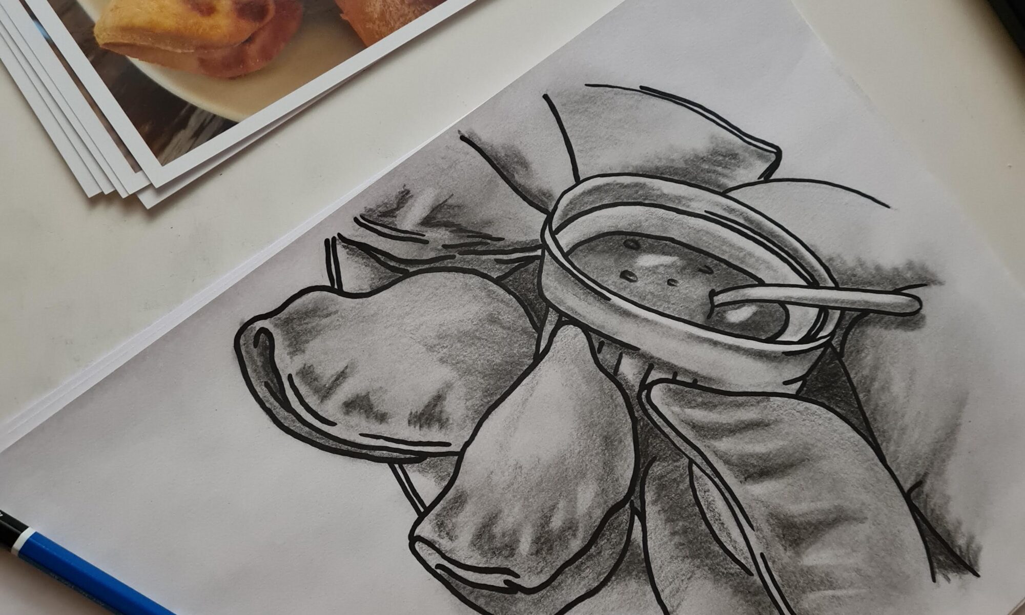 Empanadas gebakken en getekend